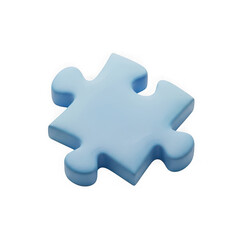 3d icon of a single light blue puzzle piece isolated on transparent background