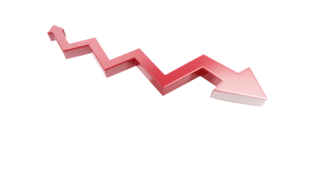Downward trend arrow, financial decline symbol, business concept