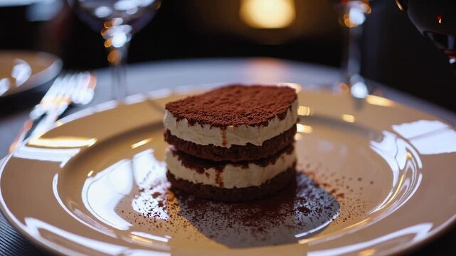 Tiramisu dessert served after dinner