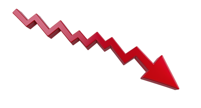 Downward Trend Arrow, Economic Decline, Business Losses Concept