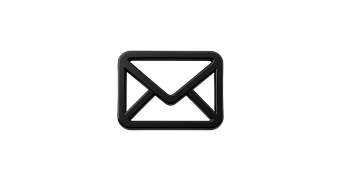 Email Symbol - Black Envelope Icon on White Background