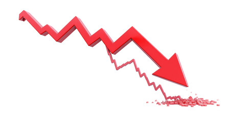 Financial Crisis and Downturn Graph with Red Arrow, Illustrating Negative Trends