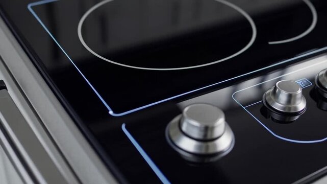 Contemporary household devices and innovative layout within culinary preparation area with industrial style