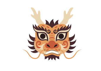Detailed Illustration of a Traditional Dragon Mask.