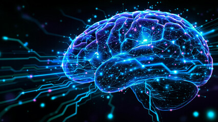 Futuristic Digital Brain, Artificial Intelligence Concept.