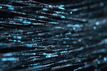 Abstract digital flow of light blue lines and dots