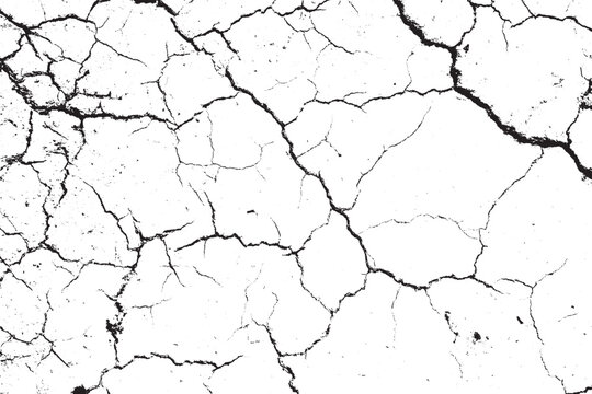 Monochrome Distressed Crack Pattern Vector Background
