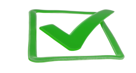 Green Checkmark in Square on White Background