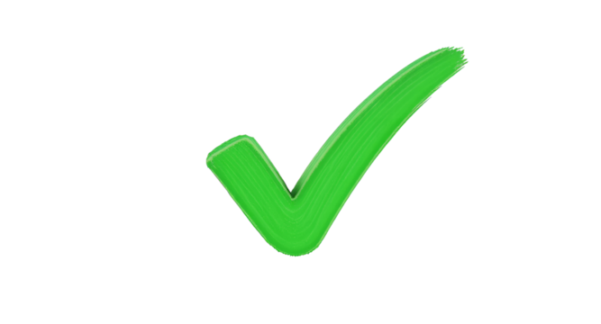 Green Tick Mark Symbol on White Background