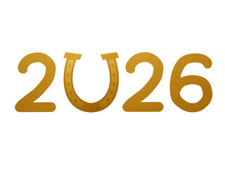 Lucky Horseshoe as Zero in 2026 — Gold Shining Number Illustration