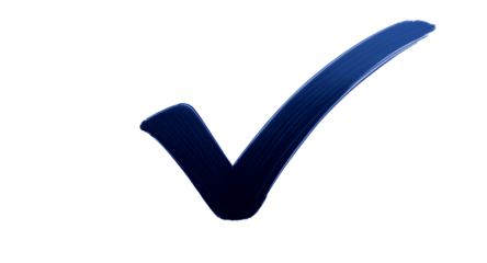 Illustration of a dark blue check mark on a white background, symbolizing agreement or approval.