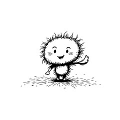 Charming fuzzy character waving cheerfully a whimsical illustration with playful innocence and