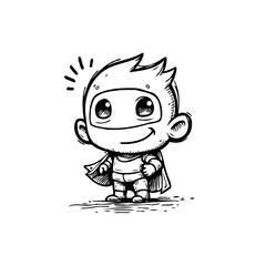 Charming superkid adventure filled illustration, boasting innocence and imaginative power in a