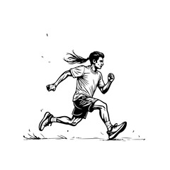 Dynamic monochrome illustration of a man in motion showcasing speed and physical activity with