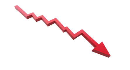 Red Arrow Pointing Downward with 2025 on White Background