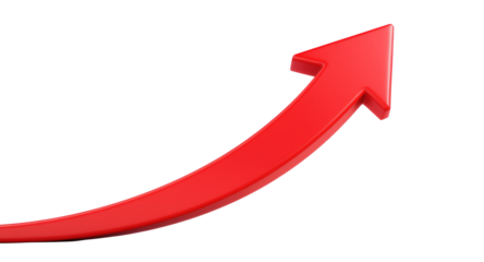 Red Arrow Pointing Up on White Background