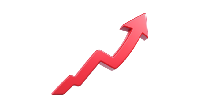 Red Arrow Pointing Up on Black Background Symbol of Growth and Success