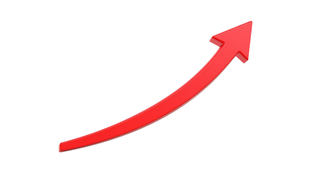 Red Arrow Pointing Up on White Background