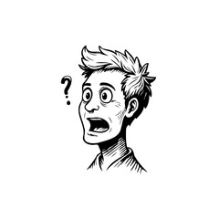Expressive cartoon character with wide eyes and an open mouth conveying confusion and curiosity