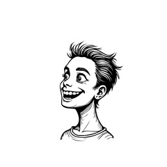 Expressive character portrait of a young person filled with exhilaration and innocent joy depicted
