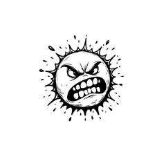 Furious expression illustration featuring spiky bursts evokes intense emotions representing inner