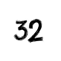 Grungy thirty-two numbers with rough edges offers a unique visual identity creating interesting