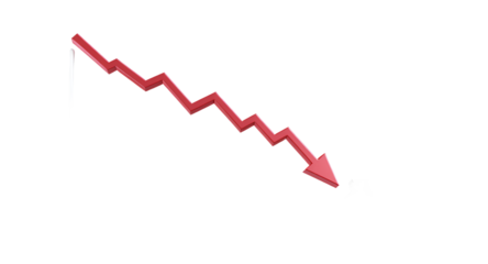 Red Downward Arrow Indicating Decline on White Background
