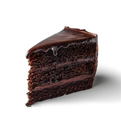 Decadent Slice of Chocolate Layer Cake with Rich Ganache Topping