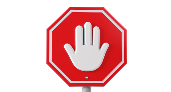 Stop Hand Symbol on Red Sign