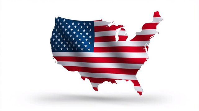 A flag of the United States of America is shown in a map of the country