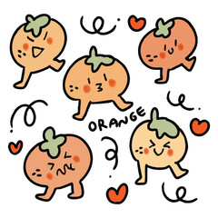 Happy Orange Fruit Characters Cartoon Vector