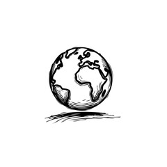 Obraz premium Simple artistic earth illustration showcases continents in a minimalistic globe sketch and contour
