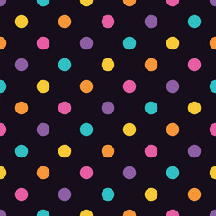 Colorful Polka Dot Seamless Pattern. Bright Retro Circles Background for Fabric, Wallpaper, Wrapping Paper, and Decoration.