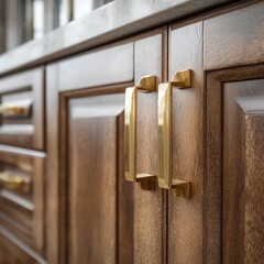 Obraz premium The handles of the cabinets are gold