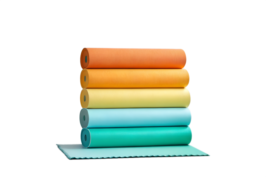 Colorful rolls of paper arranged in a neat stack, showcasing a range of vibrant hues for arts, crafts, and creative projects