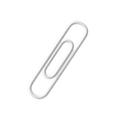 Obraz premium 3d icon of a single white paperclip isolated on transparent background, a common office supply for binding papers together securely and efficiently