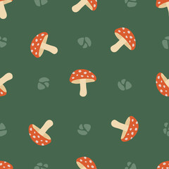 seamless background pattern with mushrooms