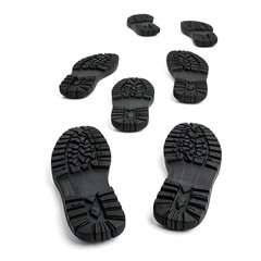 Boot Soles Trail, White Background Studio Shot