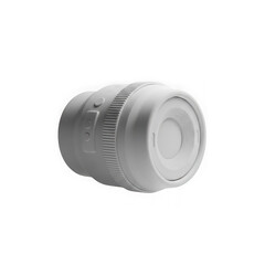 3d icon of a white camera lens isolated on a transparent background
