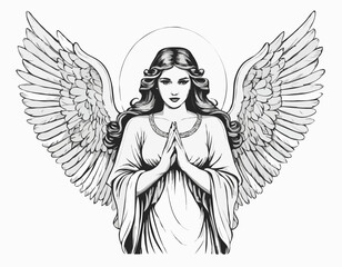 Angel retro sketch vector