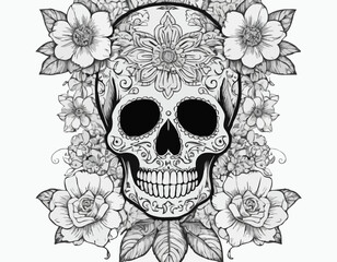 Skull and Flowers Day of The Dead