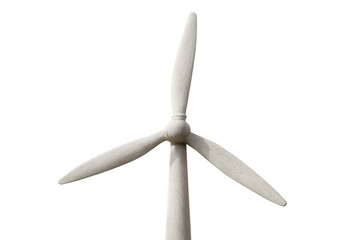 Close-up of white wind turbine blades rotating, generating clean energy against a transparent background, ideal for renewable energy concepts