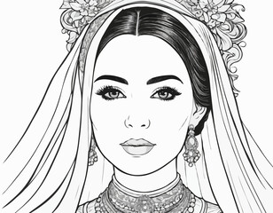 vector illustration portrait of a woman bride © Big