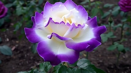 Stunning Purple and White Rose Close Up Flower Photography