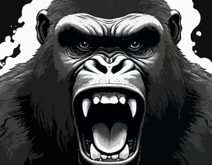 image of dangerous angry gorilla head