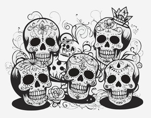 Dead day party, sugar skull or halloween holiday.