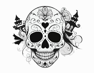 Dead day party, sugar skull or halloween holiday.