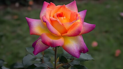 Stunning Multicolored Rose Blossom Closeup