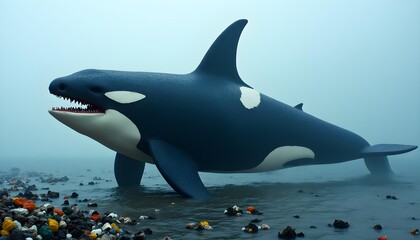 Obraz premium Ocean's Sorrow: The Plastic Whale