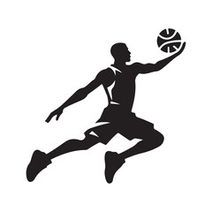 basketball players vector silhouette outline logo design concept illustration